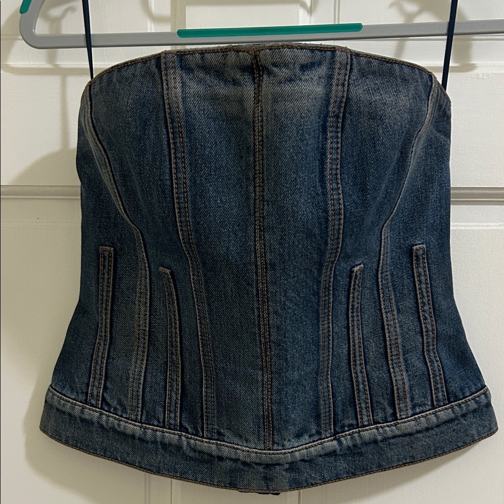 Alexander McQueen Blue Denim Corset Top (IT 42)